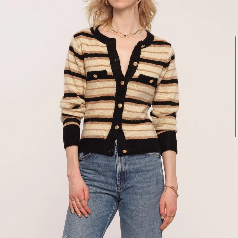 Heartloom Black and Tan Striped Cardigan never worn can - Picture 3 of 10